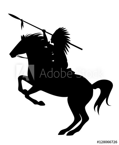 Indian Chief Riding A Rearing Up Horse Black Vector Silhouette 409x500 Indian Chief Riding A Rearing Up Horse Black Vector Silhouette