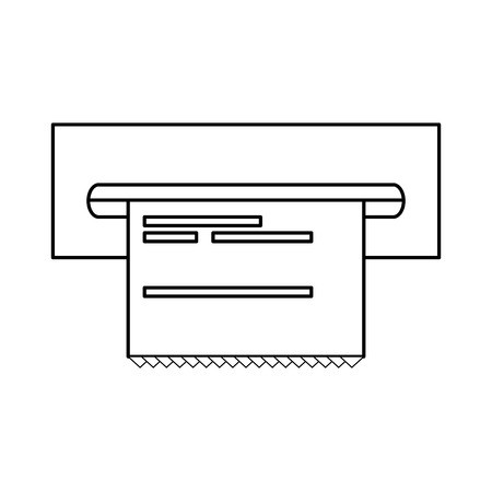 450x450 Line Electronic Cashier Bank With Receipt, Vector Illustration