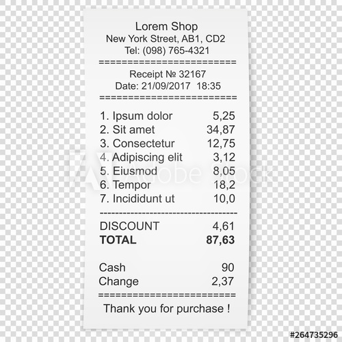 500x500 Paper Receipt Vector Illustration With Shadow Isolated