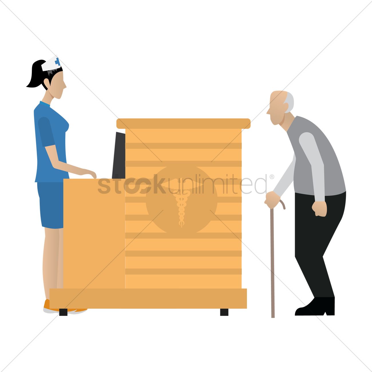 1300x1300 Medical Receptionist Attending To Patient Vector Image