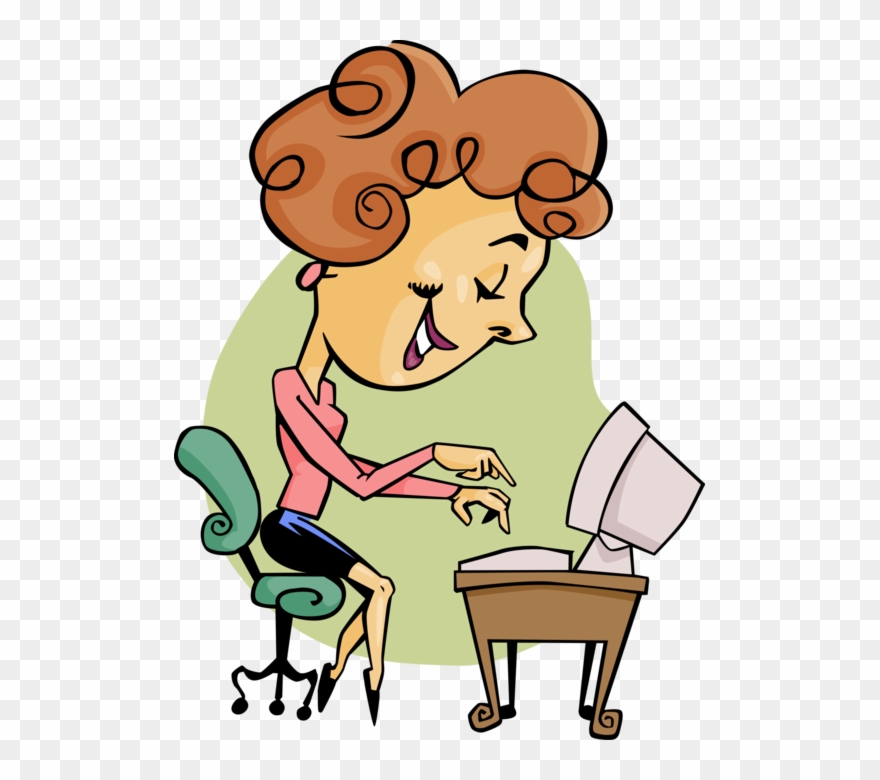 880x780 Vector Illustration Of Receptionist Office Worker Typing