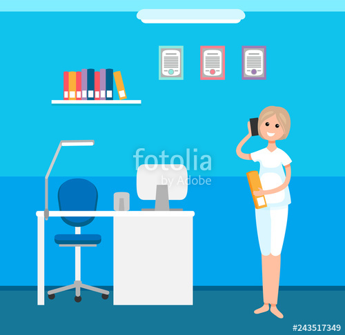 500x486 Veterinary Clinic Interior, Receptionist Woman Stock Image