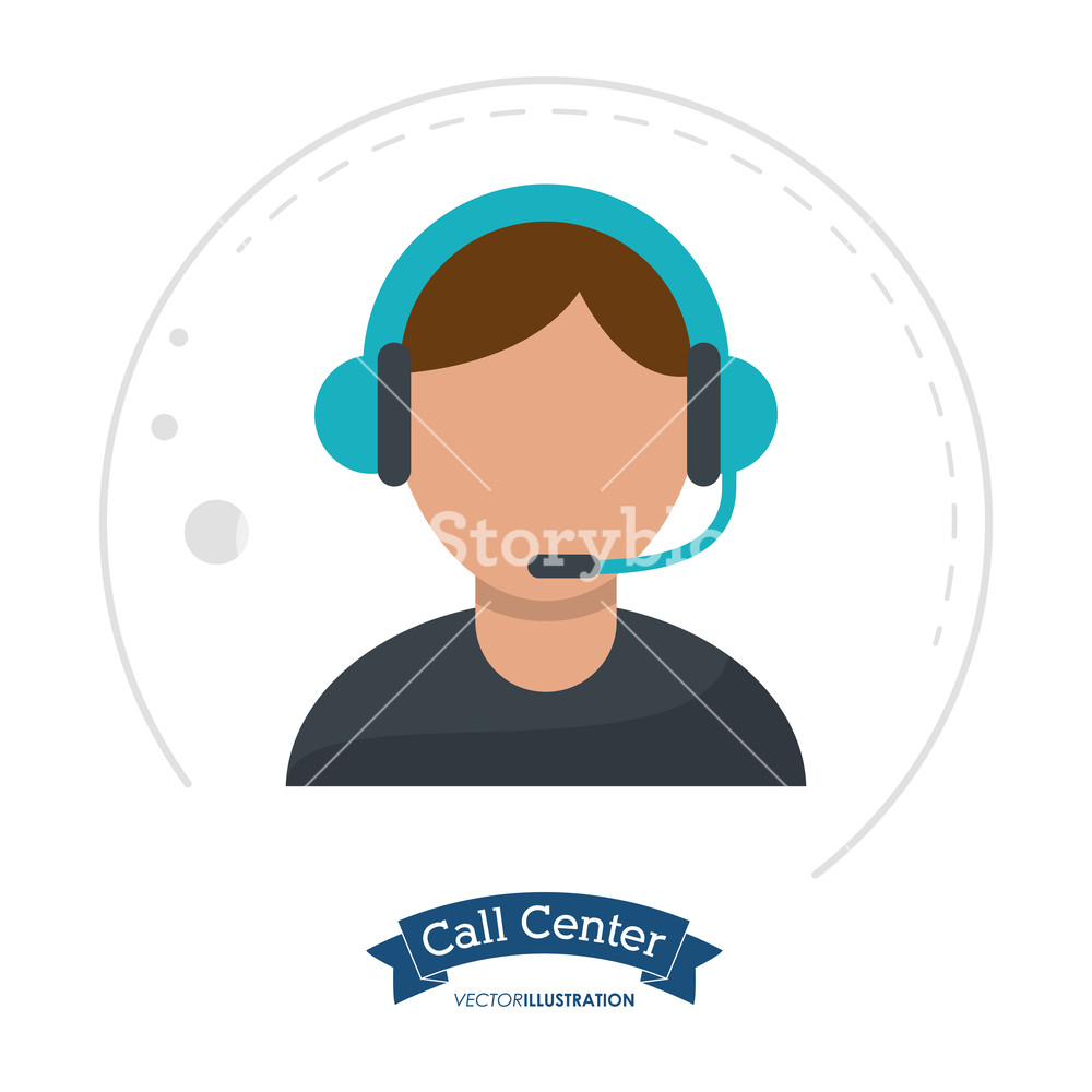 1000x1000 Call Center Man Receptionist Help Vector Illustration