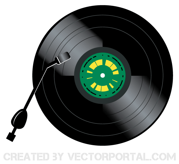 600x550 Vintage Vinyl Record Player Vector Image