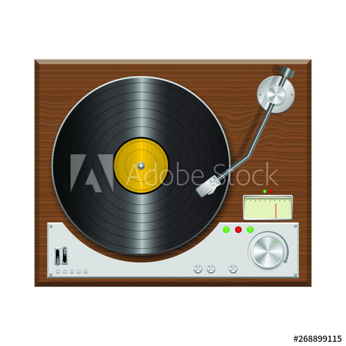 500x500 Vintage Record Player Vector Design Illustration Isolated On White