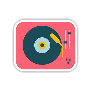 310x310 Paper Sticker On White Background Record Player Vector