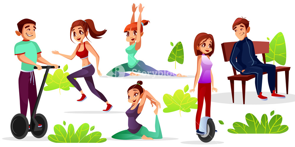 1000x500 Boys And Girls Leisure Vector Illustration Of Teens Sport