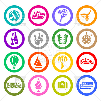 400x400 Sport, Recreation And Entertainment Icons Set Vector Image
