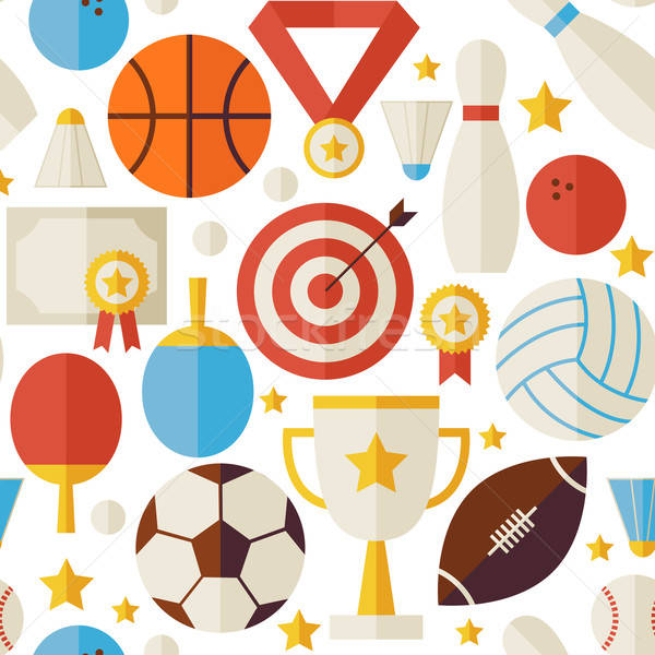600x600 Sport Competition Recreation Vector Flat White Seamless Pattern