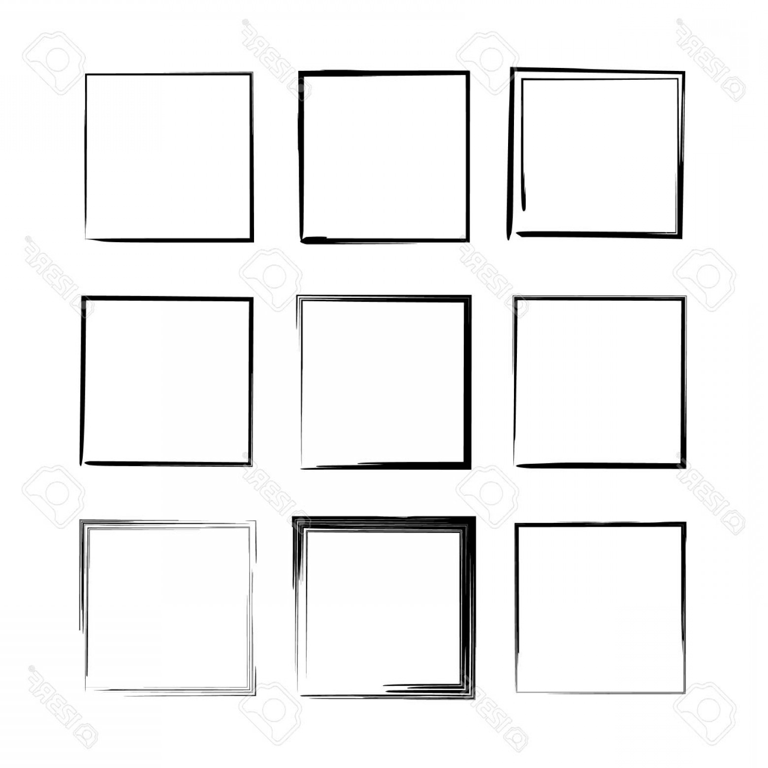 1560x1560 Photostock Vector Set Of Black Rectangle Grunge Frames Empty