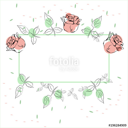 500x500 Rectangular Vector Frame Decorated With Flowers Spring Postcard