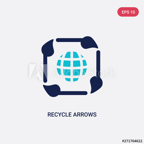 Two Color Recycle Arrows Vector Icon From Ecology Concept 500x500 Two Color Recycle Arrows Vector Icon From Ecology Concept