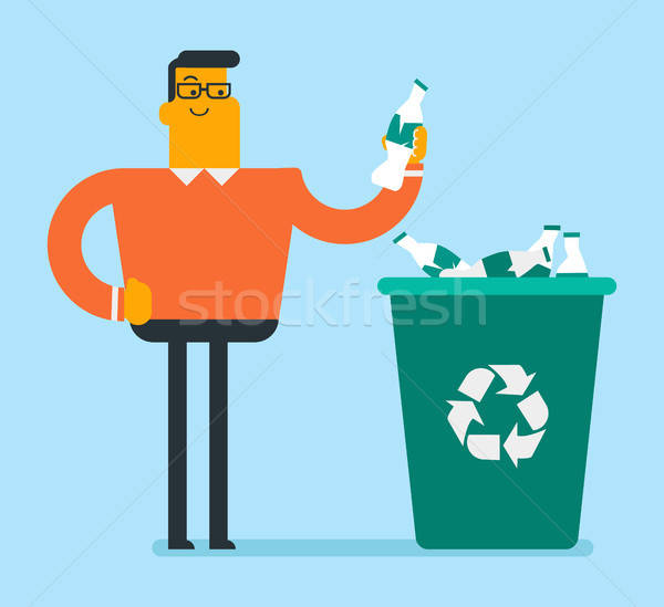Man Throwing Plastic Bottle Into A Recycling Bin Vector 600x549 Man Throwing Plastic Bottle Into A Recycling Bin Vector