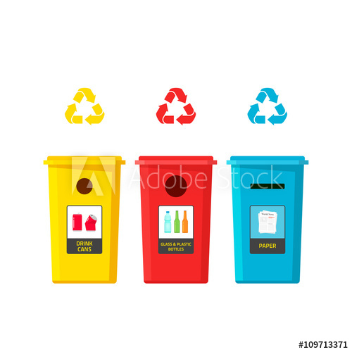 Recycling Bins Vector Illustration Isolated On White Background 500x500 Recycling Bins Vector Illustration Isolated On White Background