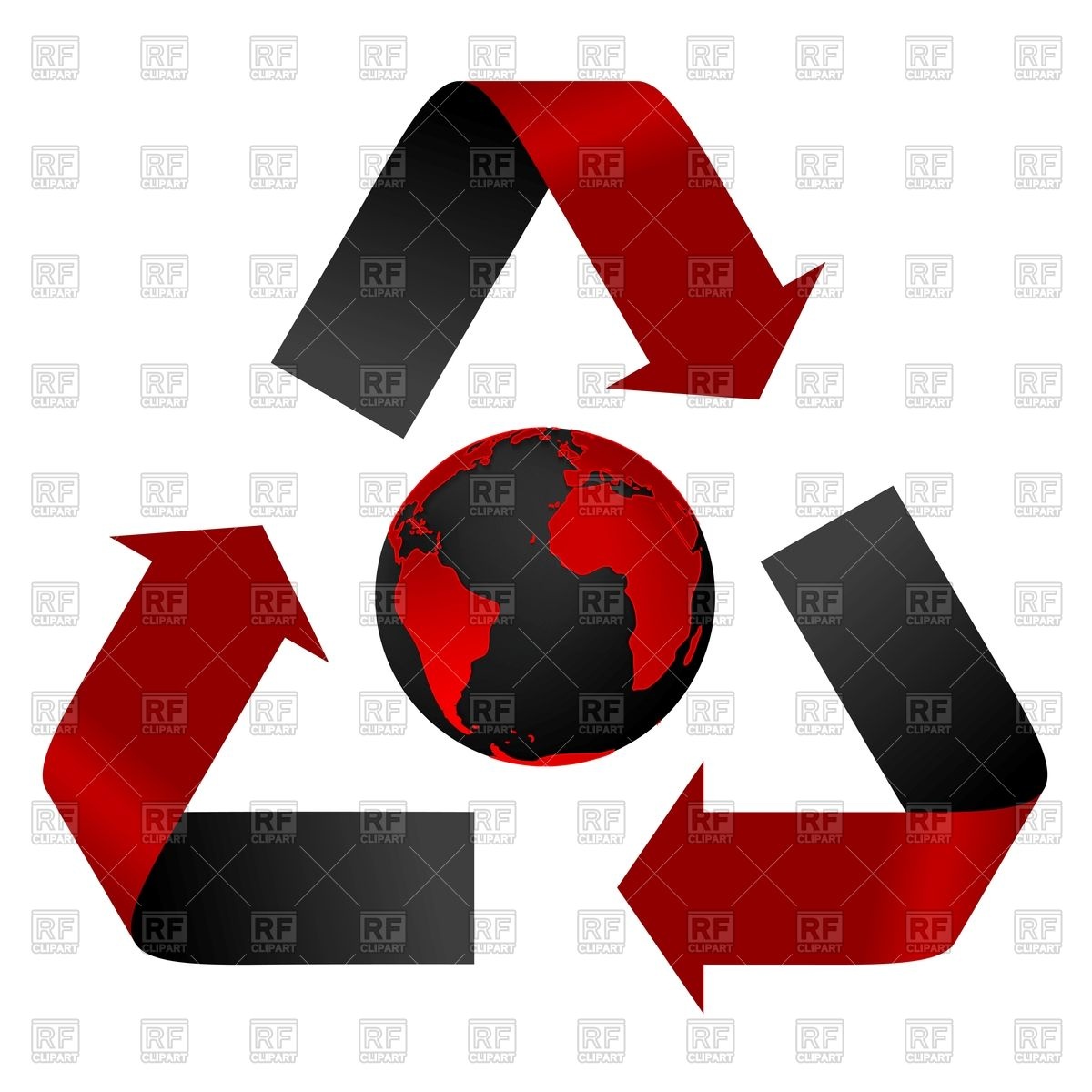 1200x1200 Red And Black Recycle Logo And Globe Vector Image Of Icons