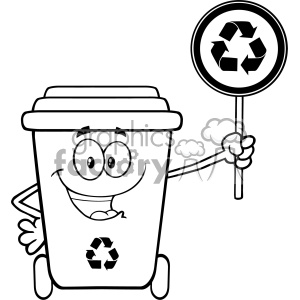 Black And White Cute Recycle Bin Cartoon Mascot Character Holding 300x300 Black And White Cute Recycle Bin Cartoon Mascot Character Holding