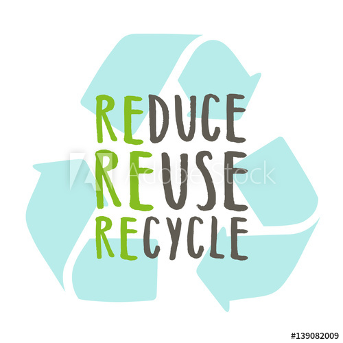 500x500 Reduce, Reuse, Recycle Vector Hand Drawn Recycling Sign