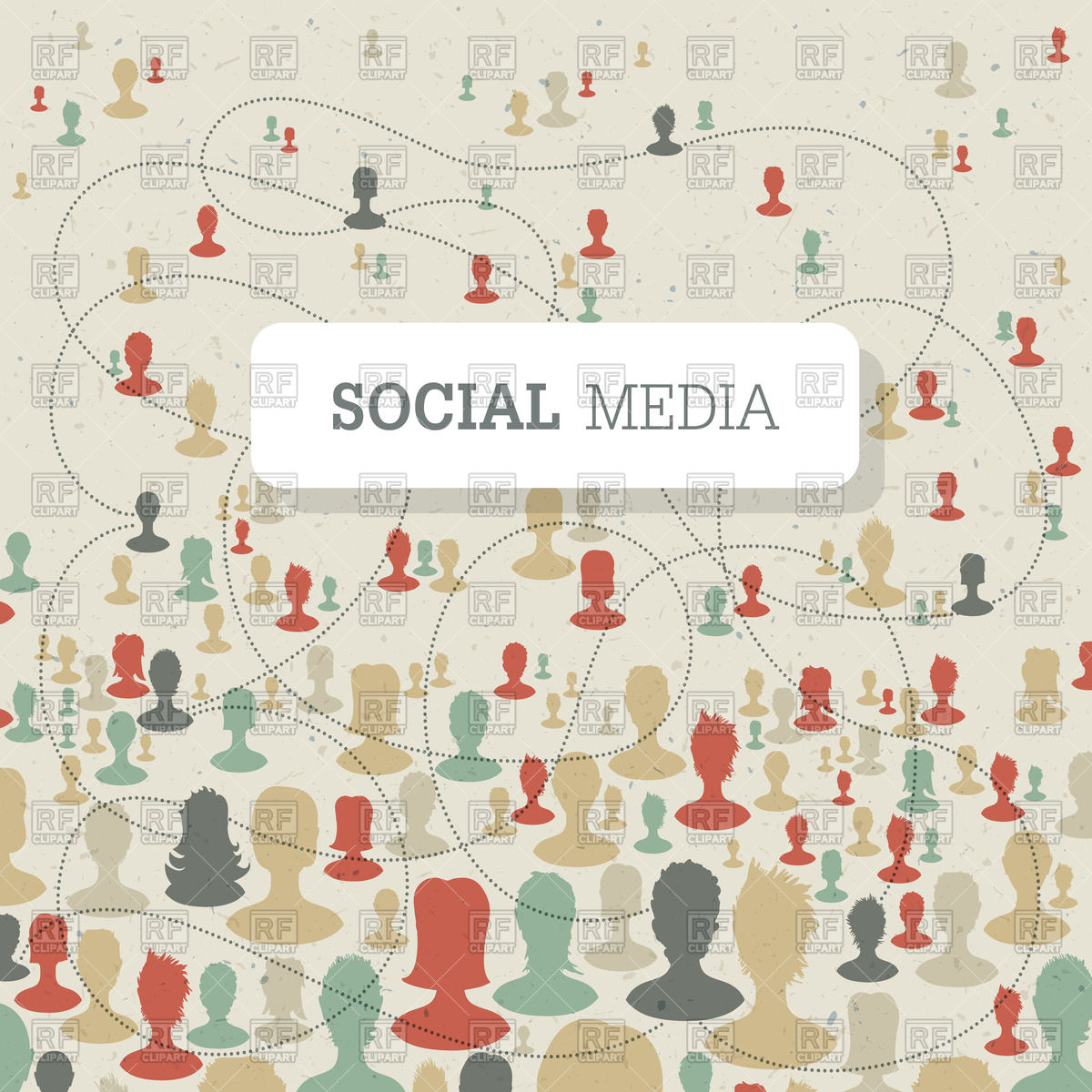 1200x1200 Retro Style Social Media Concept On Recycled Paper Texture Vector