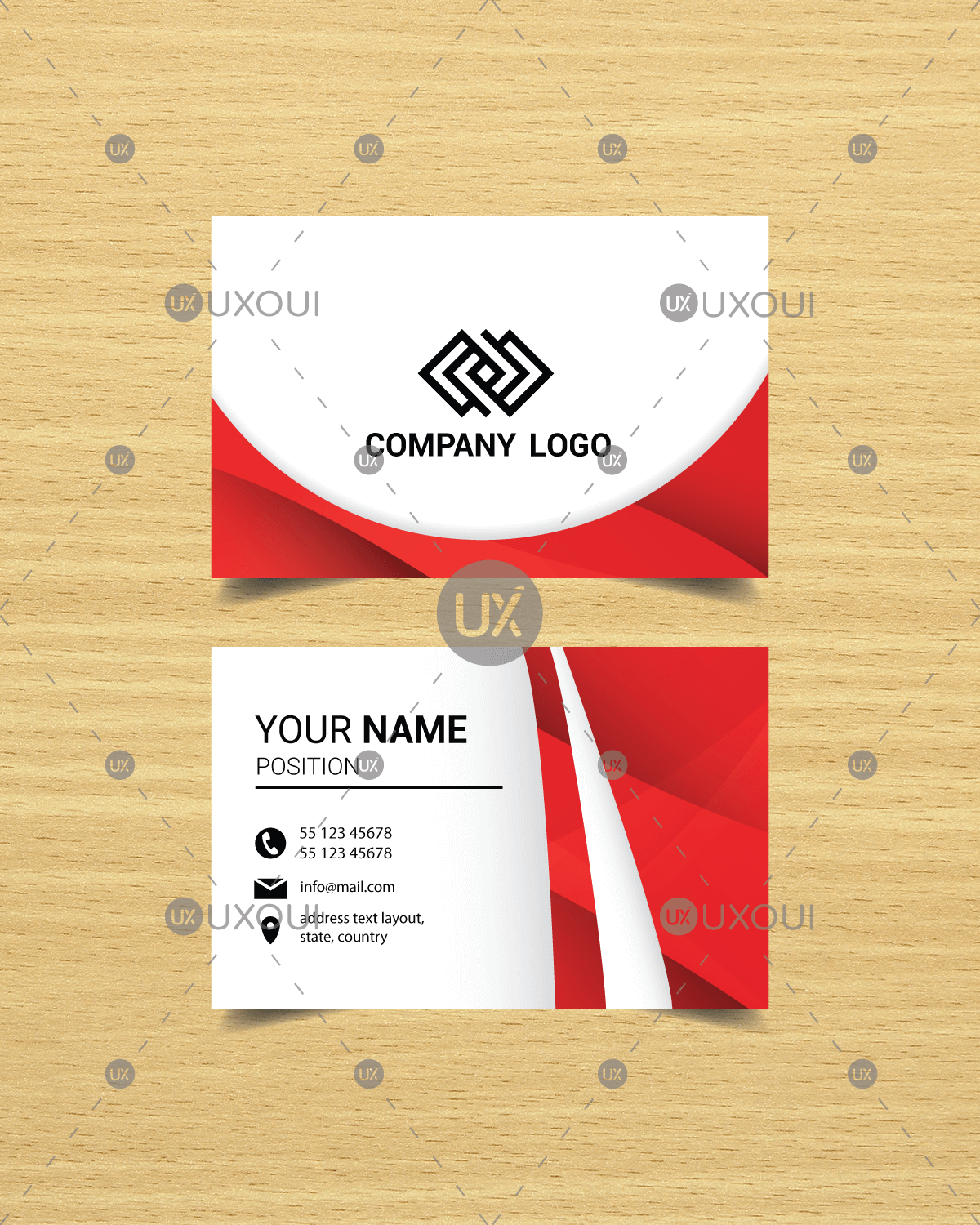1200x1500 Free Modern Red Abstract Business Card Design Template Design