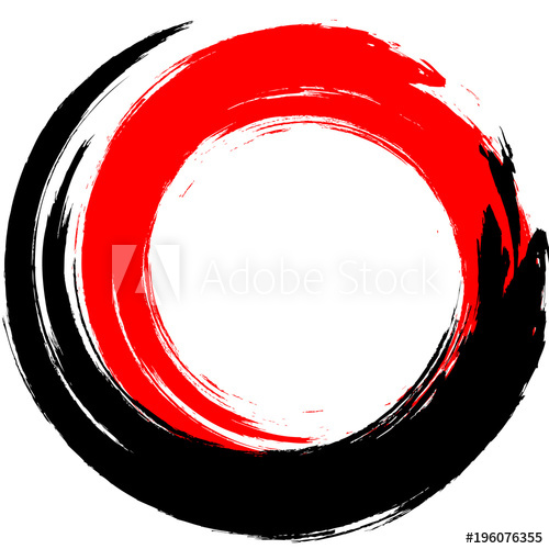 500x500 Black And Red Ink Round Stroke On White Background Vector