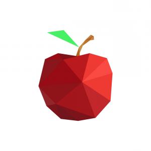 300x300 Abstract Origami Red Apple Vector Createmepink