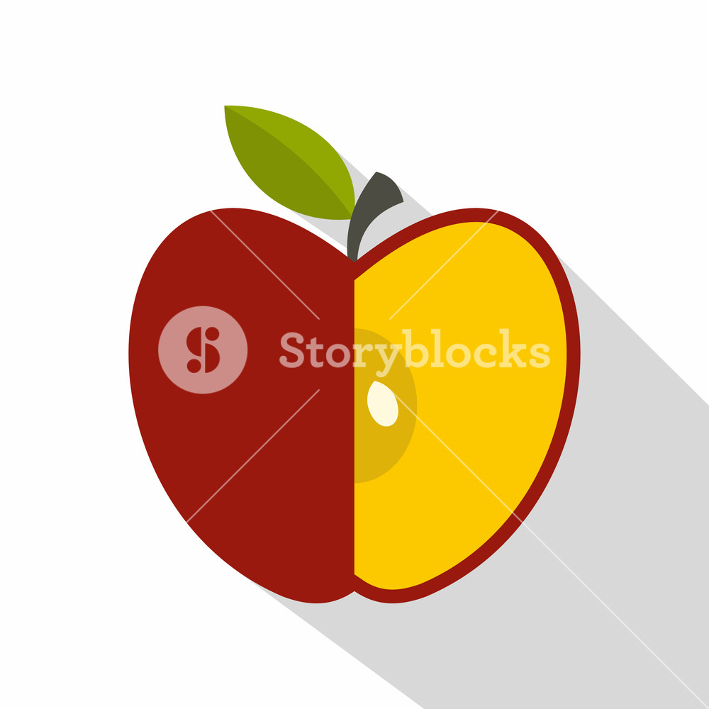 1000x1000 Sliced Red Apple Icon Flat Illustration Of Sliced Red Apple
