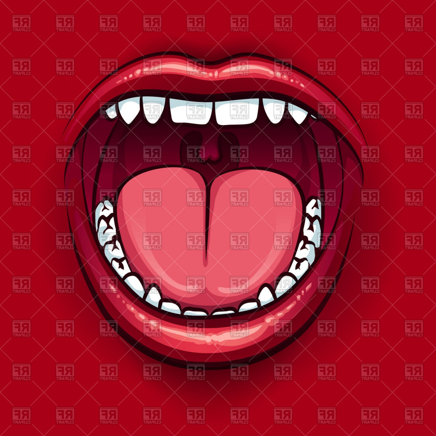 Screaming Wide Open Mouth With Red Lips On Red Background Vector 1440x1440 Screaming Wide Open Mouth With Red Lips On Red Background Vector