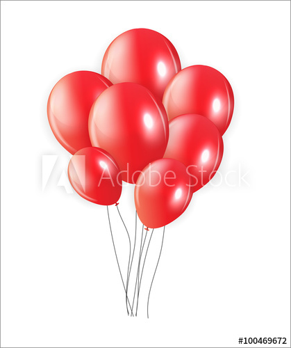 419x500 Red Balloons, Vector Illustration