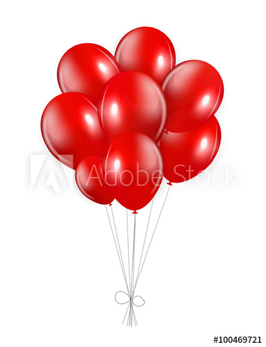 384x500 Set Of Red Balloons, Vector Illustration