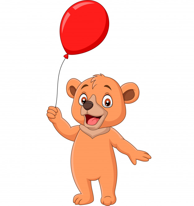 626x667 Cartoon Little Bear Holding A Red Balloon Vector Premium Download