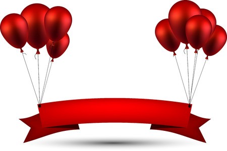 450x300 Celebration Ribbon Background With Red Balloons Vector