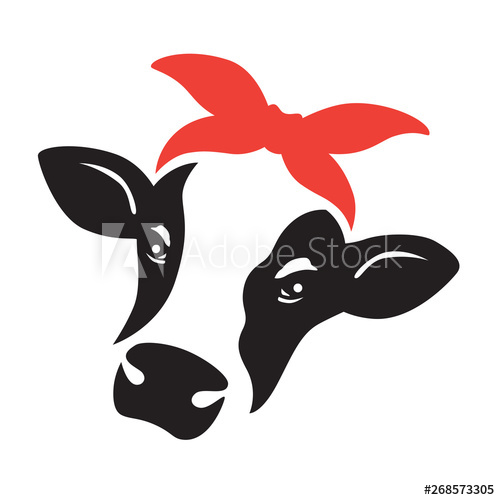 Vector Illustration Of A Cow Face And Head With Red Bandana 500x500 Vector Illustration Of A Cow Face And Head With Red Bandana
