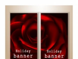 310x233 Horizontal Rose Holiday Banners With Red Rose Vector Free