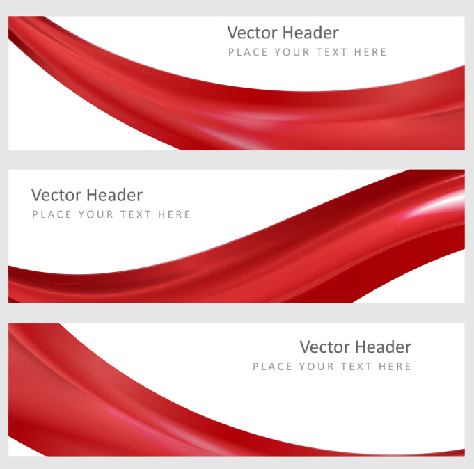 681x674 Red Wavy Banners Vector Set Free Download