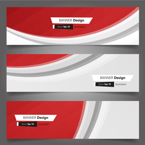 500x500 Red Wavy Banners Vector Set Free Download