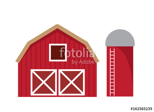 500x364 Red Barn Isolated With Silo Stock Image And Royalty Free Vector