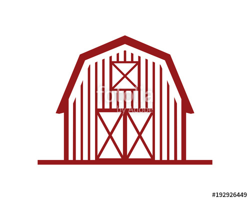 500x400 Line Art Red Barn Building Symbol Logo Vector Stock Image
