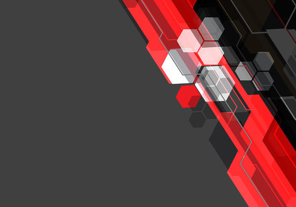 600x420 Abstract Red Black White Polygon Technology On Gray Blank Space