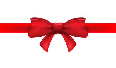407x240 Red Ribbon With Red Bow Vector Isolated Bow Decoration