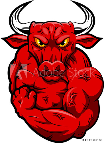 365x500 Red Bull Strong Mascot Vector Illustration