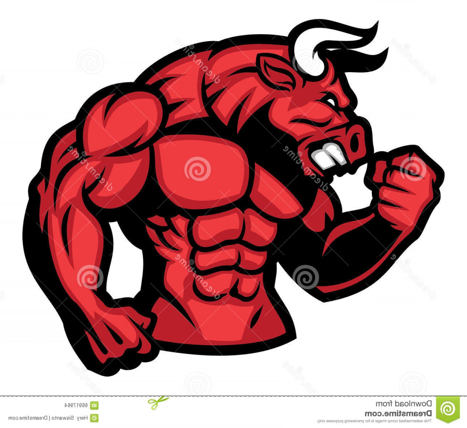 1560x1429 Stock Illustration Huge Muscle Red Bull Vector Image Hoodamathrun