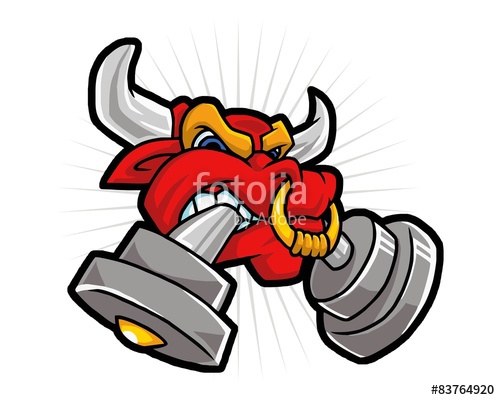 500x400 Red Bull Biting Barbell Stock Image And Royalty Free Vector
