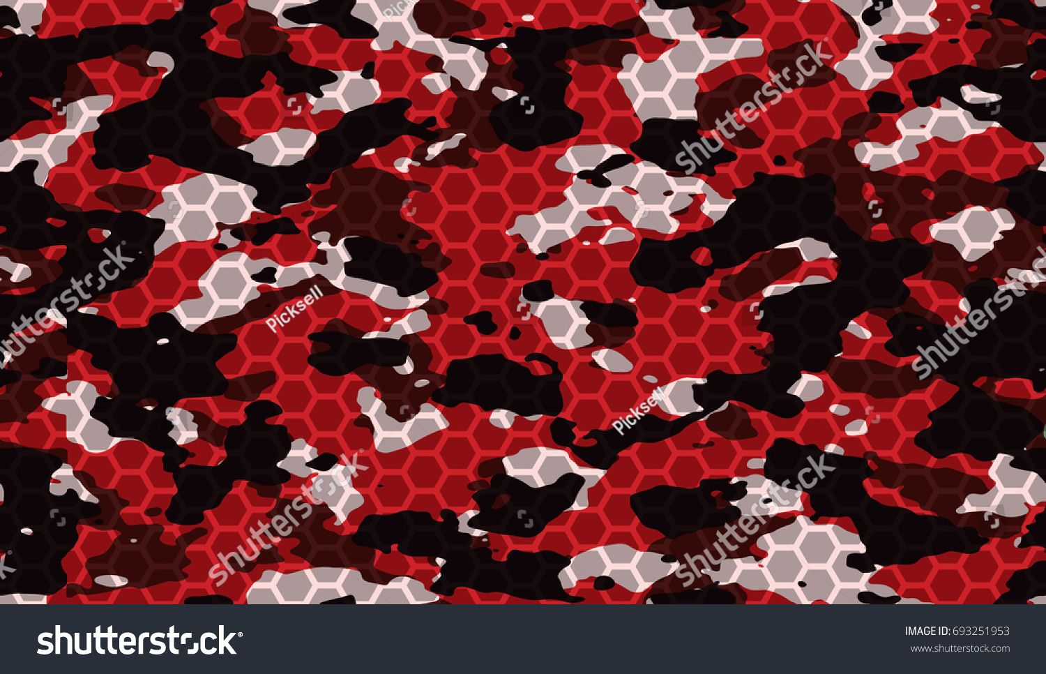 1500x966 Seamless Red Black And White Camo With Hi Tech Hexagonal Grid