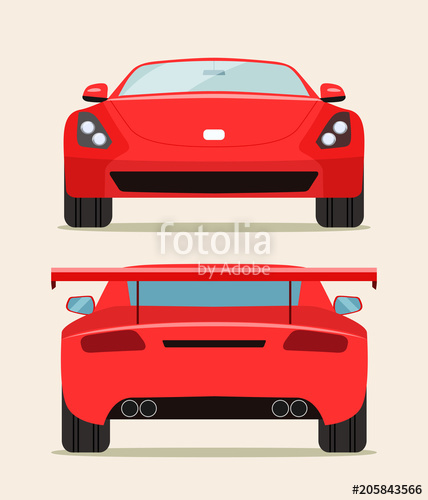 428x500 Sport Red Car Two Angle Set Car Front And Rear View Vector Flat