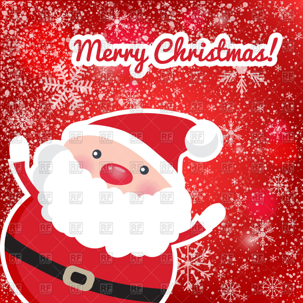 1200x1200 Red Christmas Card With Cute Santa Claus And Snowy Background