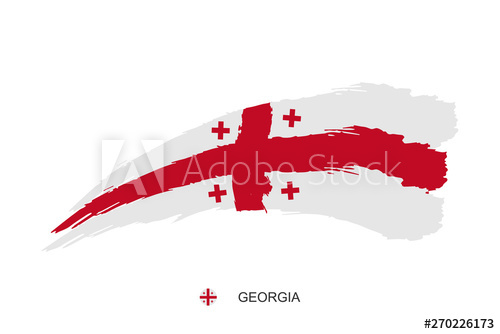 500x334 Watercolor Painting Georgia National Flag Grunge Brush Red Cross