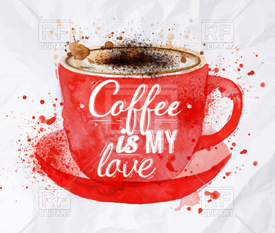 400x339 Red Cup Of Coffee With Splashes And Drops, Coffee Is My Love