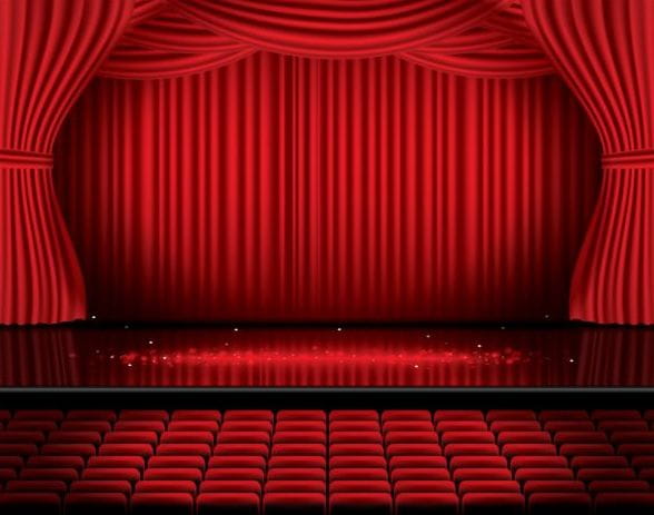 588x463 Red With White Curtains Background Illustration Vector