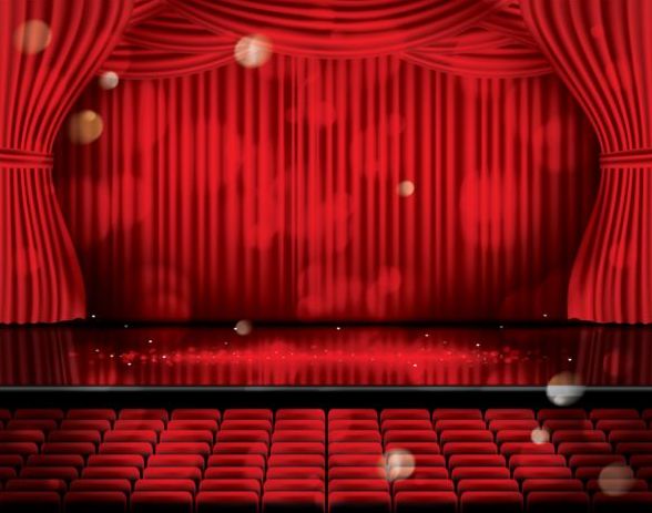 588x463 Stage And Red Curtain Vector Background