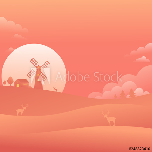Windmill Red Dawn Sky Landscape Landscape Falling Stars Nature 500x500 Windmill Red Dawn Sky Landscape Landscape Falling Stars Nature